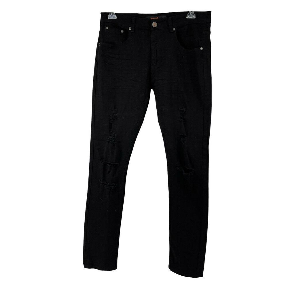 Copper Rivet Jeans Black Distressed Skinny Mens 36 x 34 Denim Casual Punk Rock